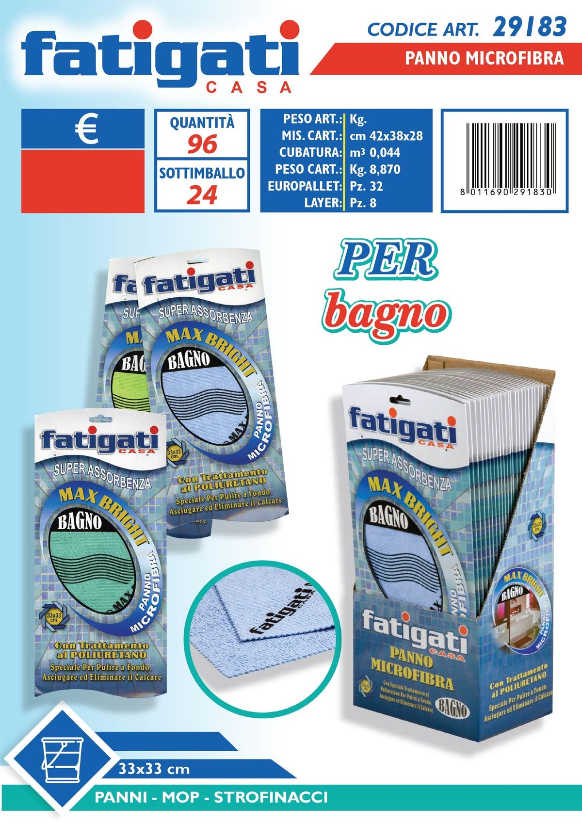 PANNO MICROFIBRA BAGNO 33X33CM