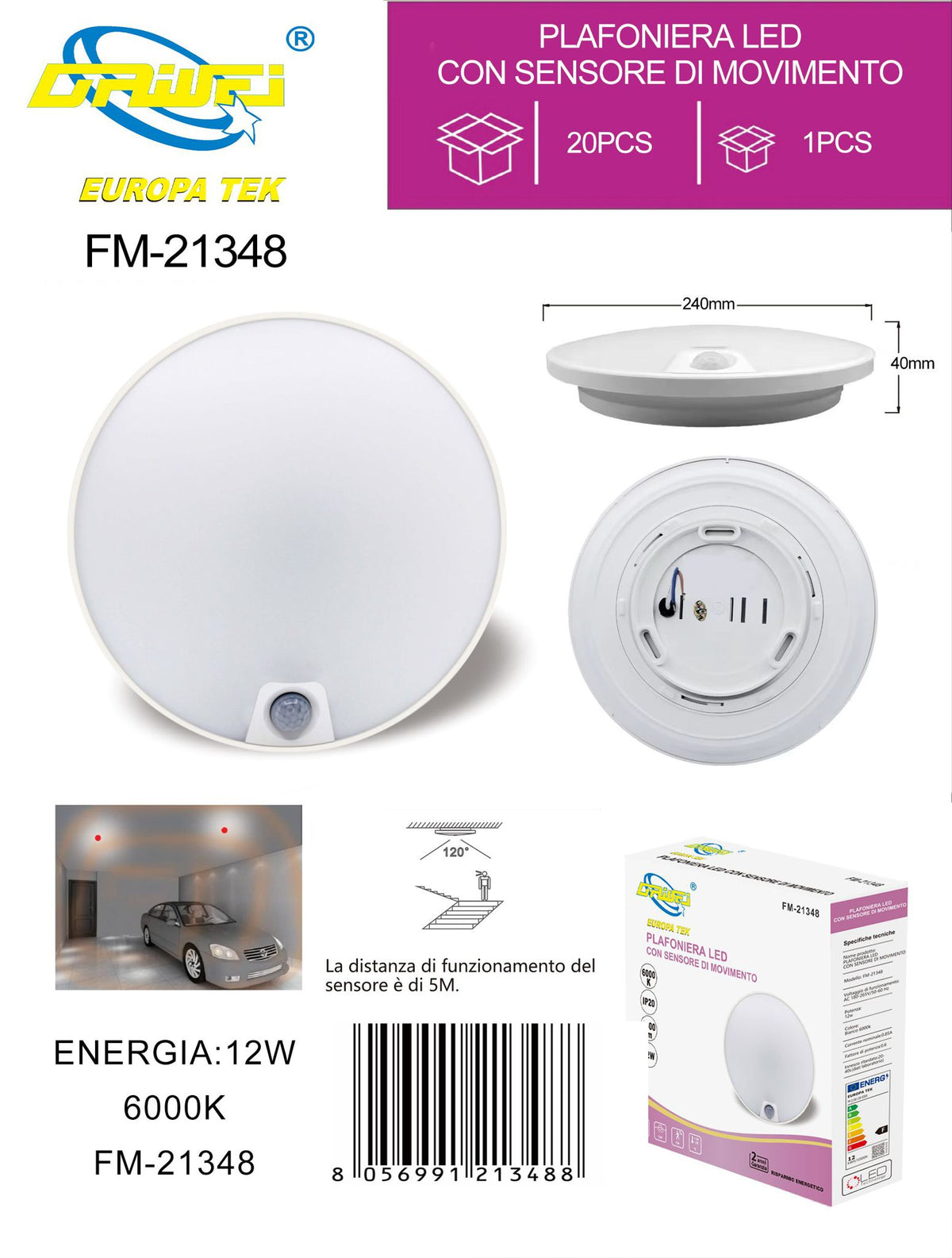 Plafoniera — 12 W