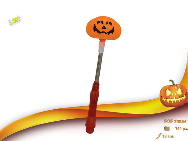 Bacchetta Halloween con zucca luminosa, 18 cm