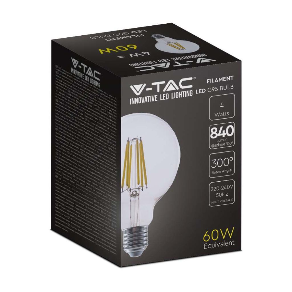 Lampadina LED V-TAC E27 G95 a filamento 4 W 4000 K