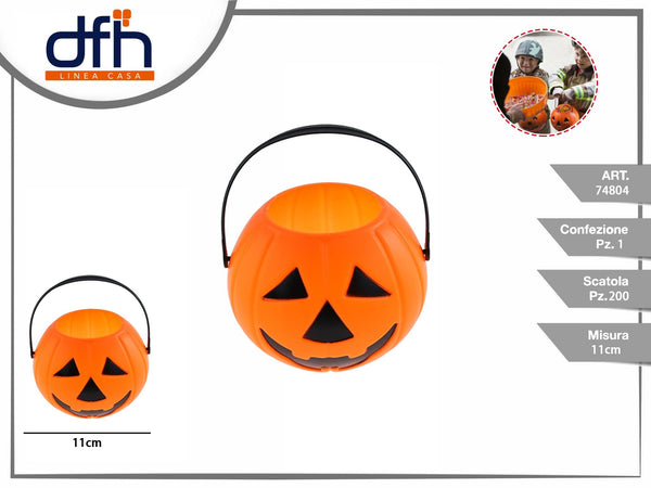 Secchiello zucca Halloween, 11 cm