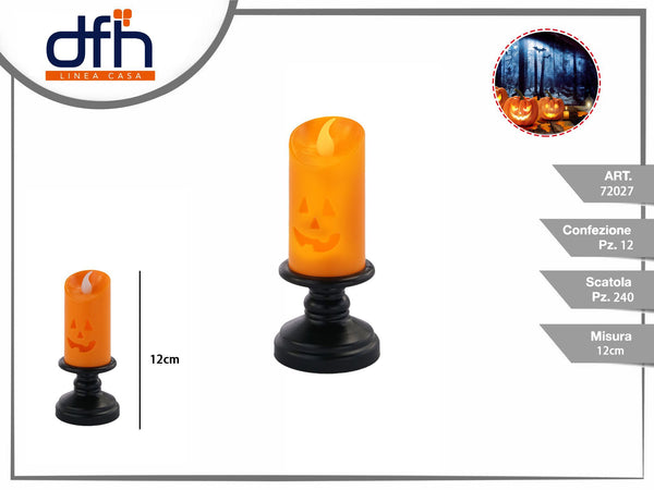 Candela luminosa Halloween su base, 12 cm