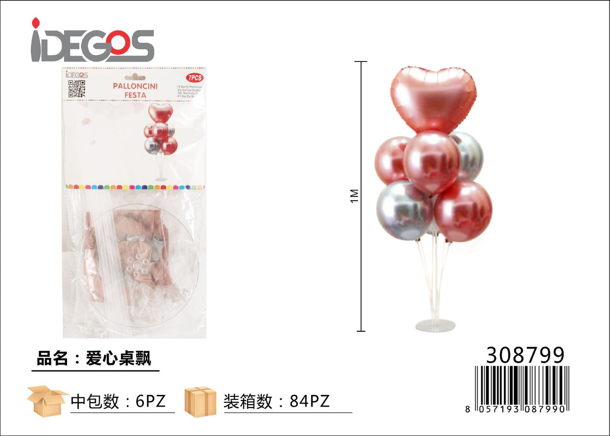 Kit centrotavola con supporto e palloncini a cuore