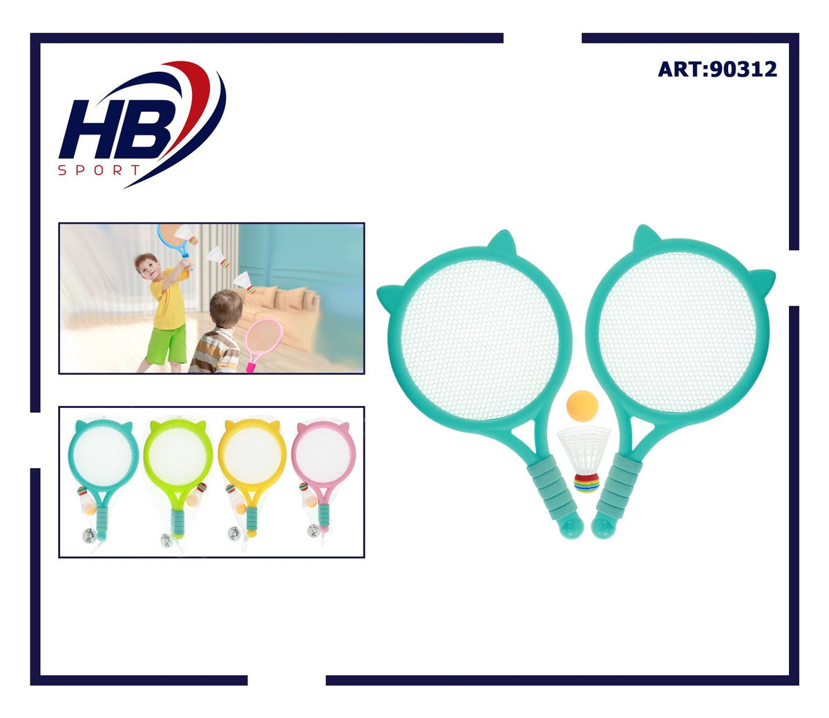 Set badminton per bambini con due racchette e accessori