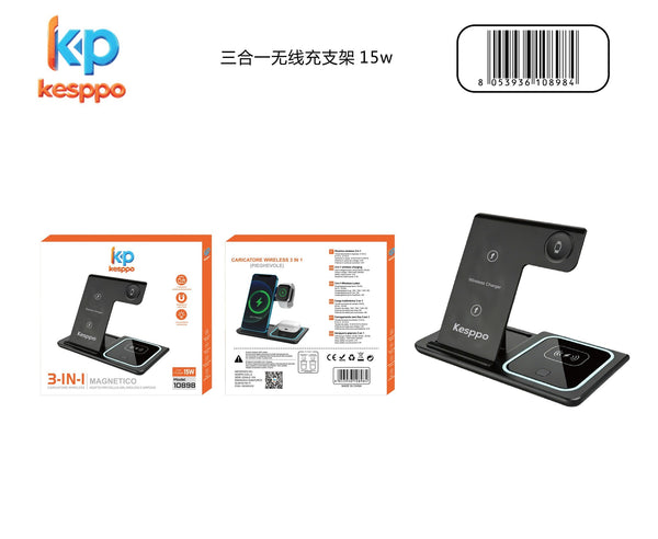 3 in 1 stazione di ricarica wireless 15 W