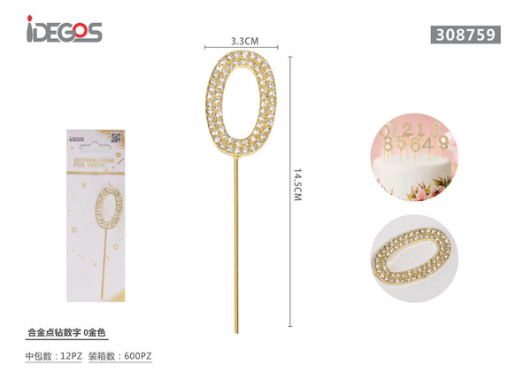 Decorazione numerica in lega con strass