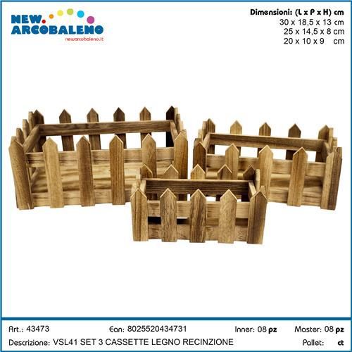 ARCOBALENO SET 3PZ CASSETTA IN LEGNO RECINZIONE VSL41