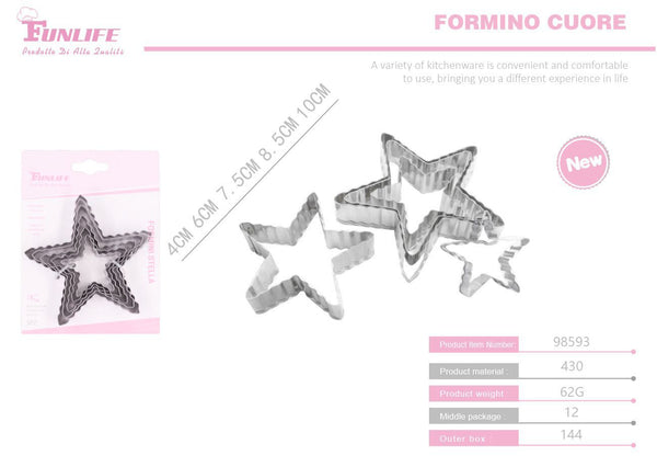 Stampi per biscotti, stella, confezione da 5 pezzi
