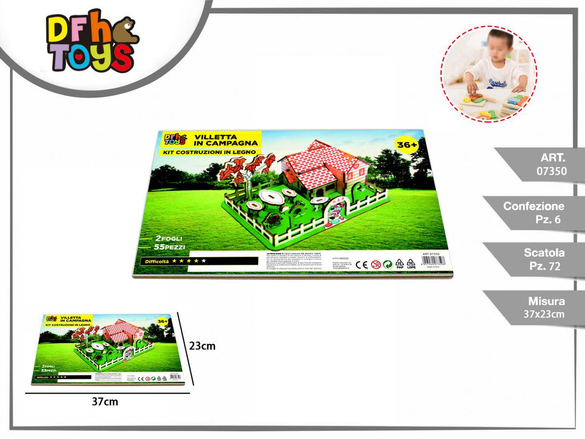 Puzzle 3D in legno Villetta in campagna, 55 pezzi