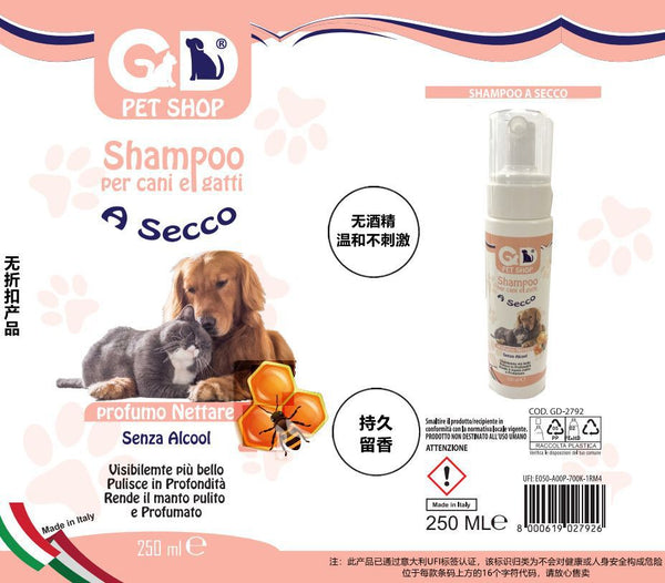 Detergenti per animali – Shampoo A Secco Per Cani E Gatti Profumo Nettare 250ml