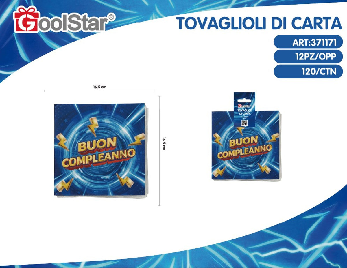Tovagliolo di carta buon compleanno blu