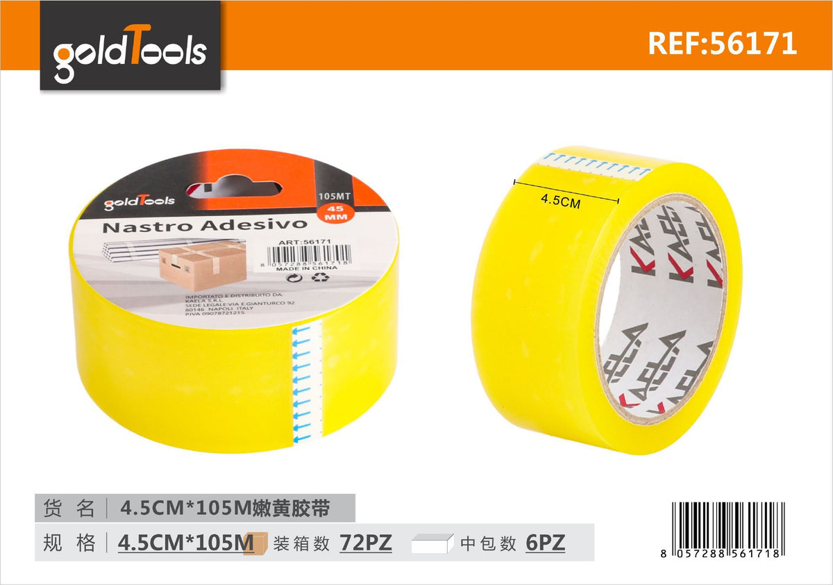 Nastro adesivo, giallo trasparente, 45mmx105mx45mic
