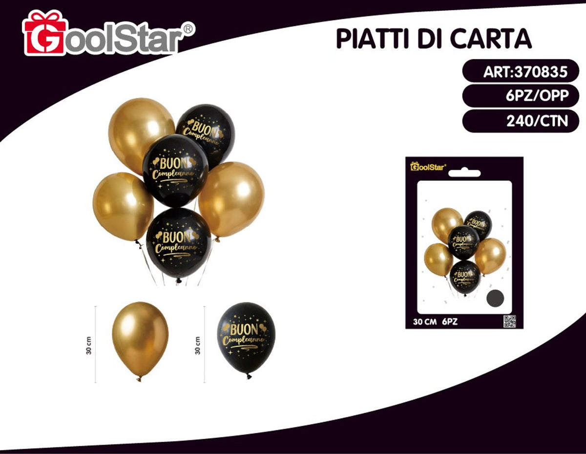 Set di palloncini oro nero buon compleanno