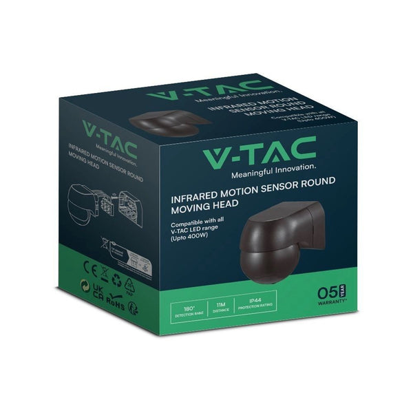 Sensore PIR V-TAC nero 180° IP44