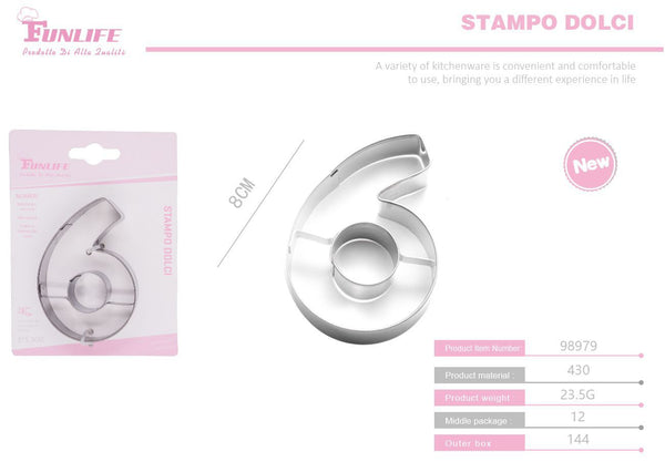 Stampo per biscotti a forma di numero 6