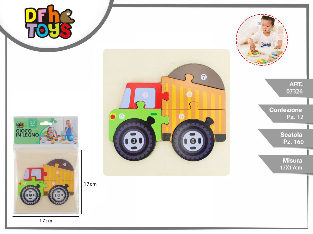 Puzzle in legno camion, 7 pezzi