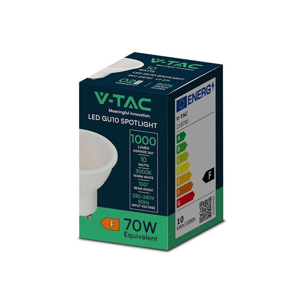 Lampadina LED V-TAC GU10 10 W 3000 K fascio 100°
