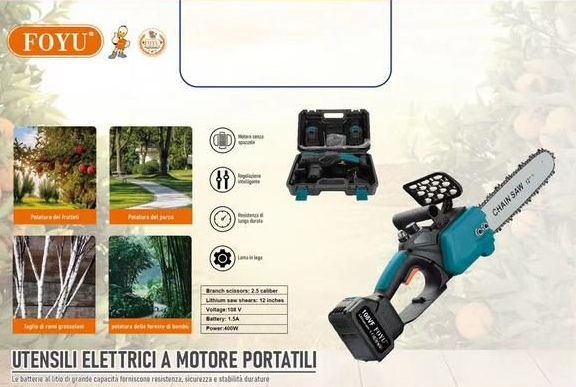 Motosega con due batterie – 12 pollici