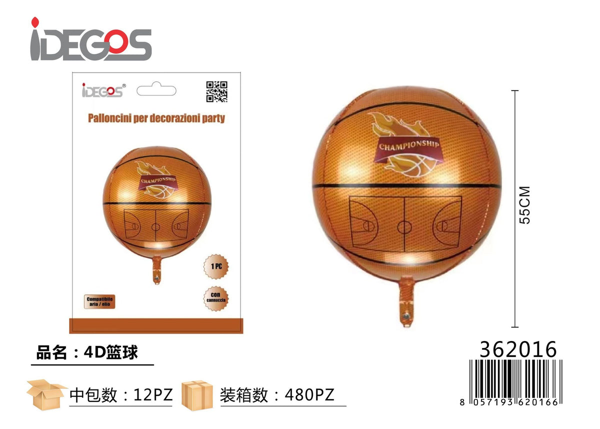 Palloncino foil Pallone da basket 4D