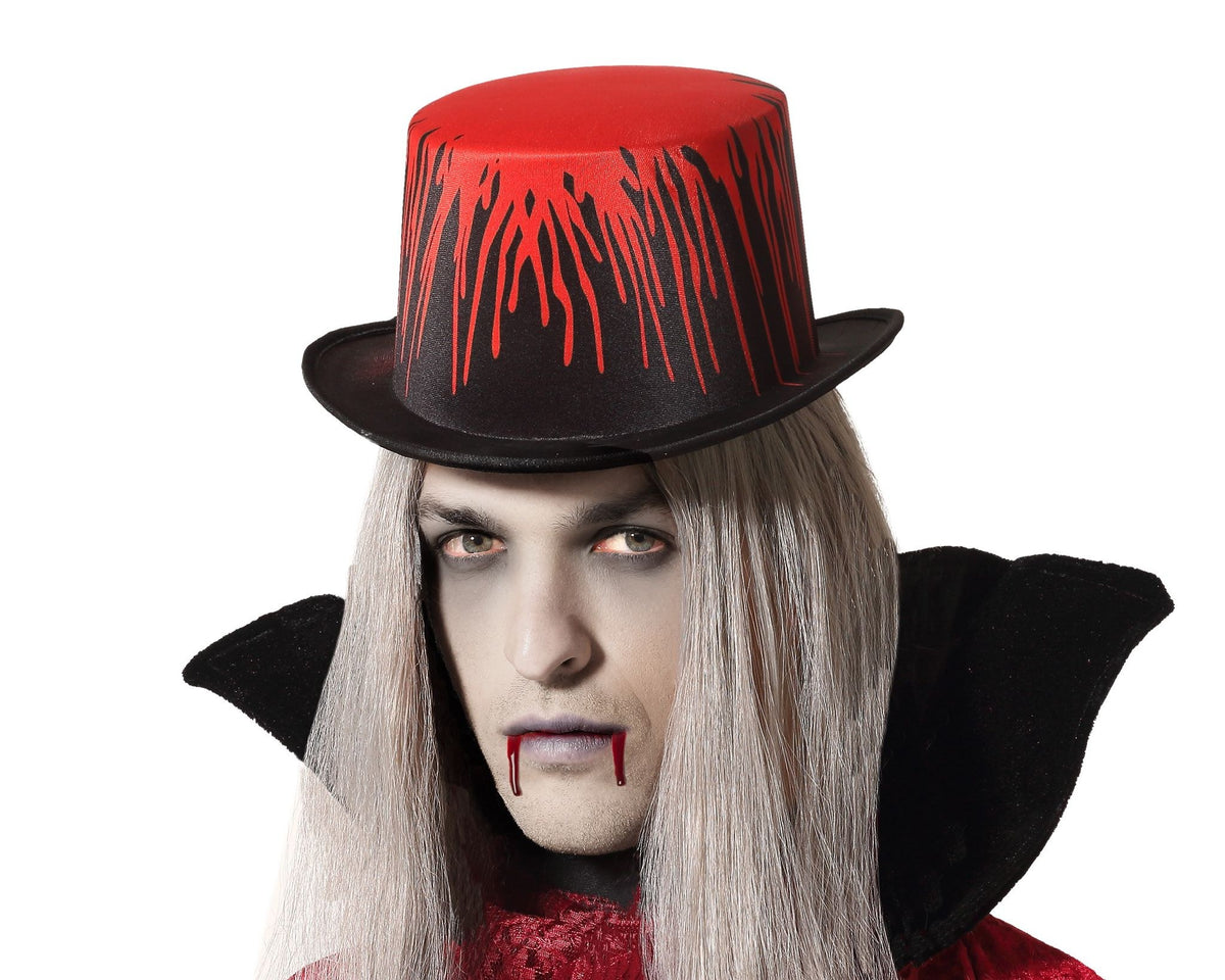 Cappello a cilindro Halloween nero e rosso