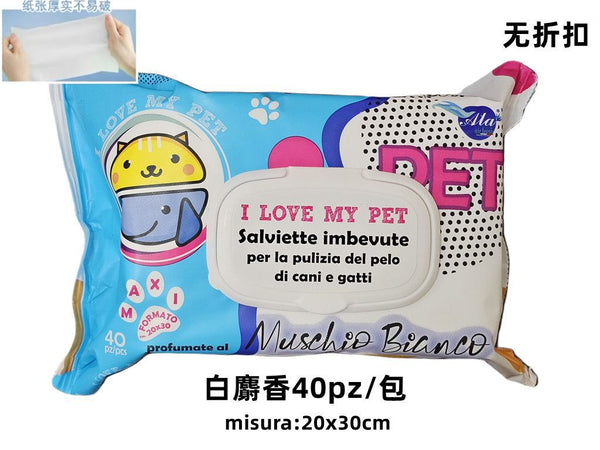 Detergenti per animali – Salviette 40pz Muschio Bianco