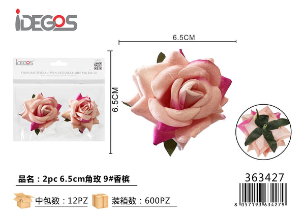 Rose decorative di stoffa, 6,5 cm, 2 pezzi