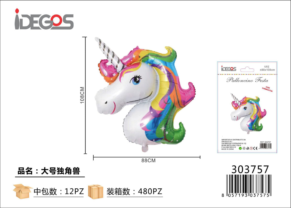 Palloncino foil Unicorno, 88 x 108 cm