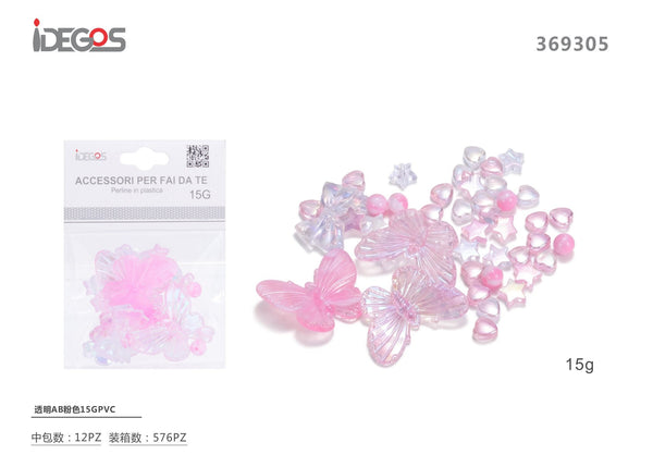 Perline decorative in plastica trasparente, effetto AB, 15 g