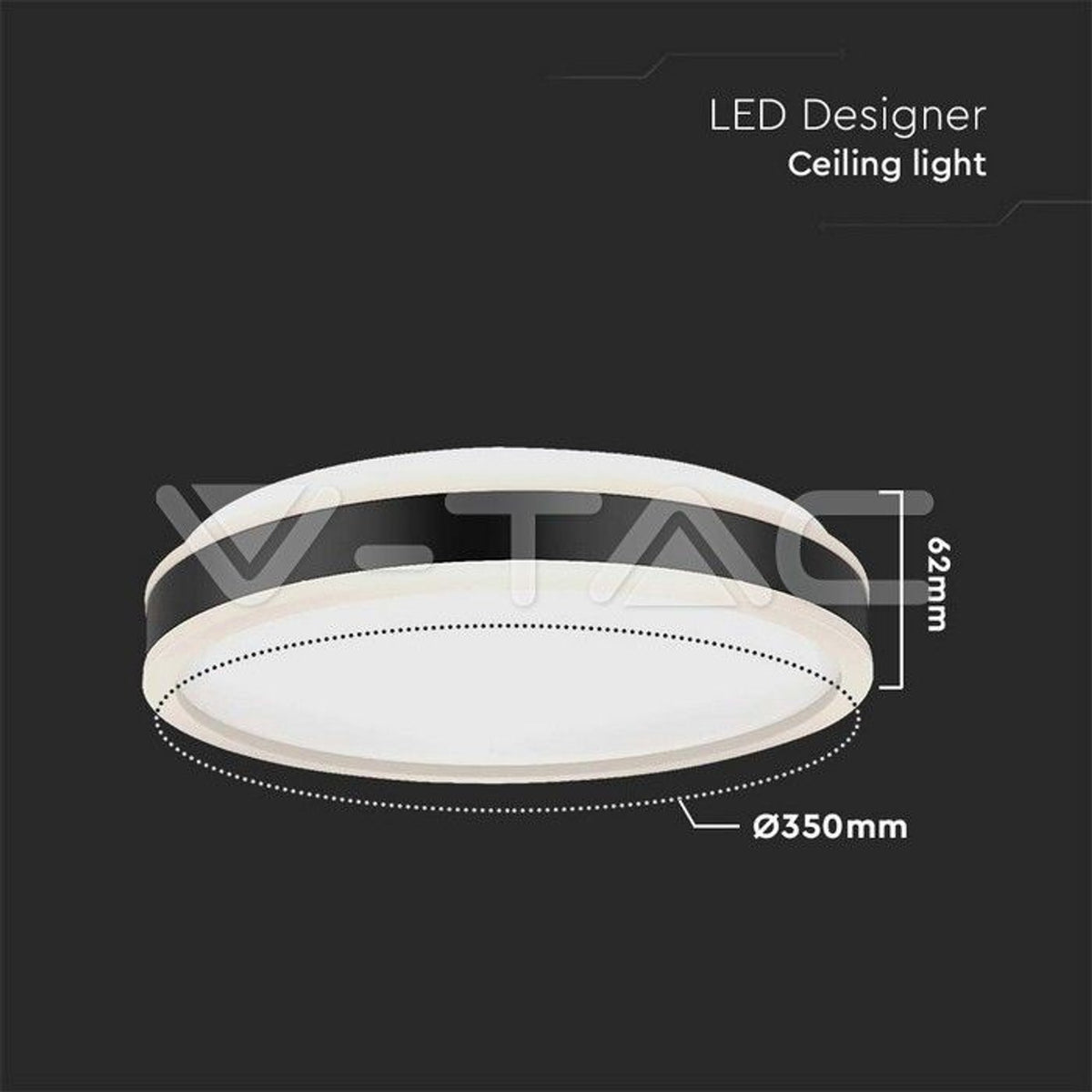 Plafoniera LED rotonda 18 W 4000 K nera dimmerabile Ø 350 mm