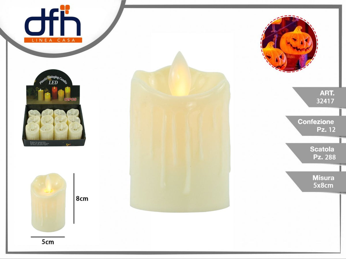 Candela LED avorio con fiamma oscillante, 8 cm