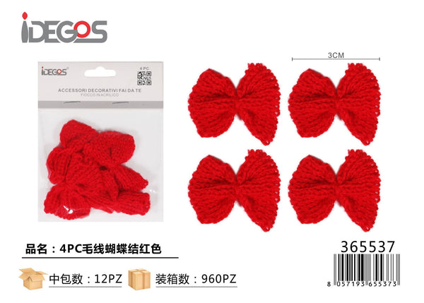 Set di 4 fiocchi decorativi in filato
