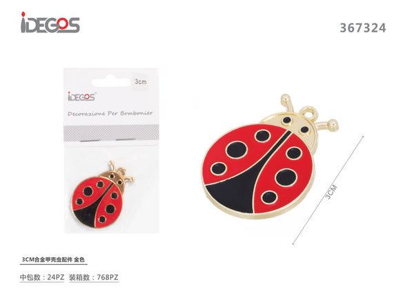 Decorazione Coccinella in metallo, oro, 3 cm