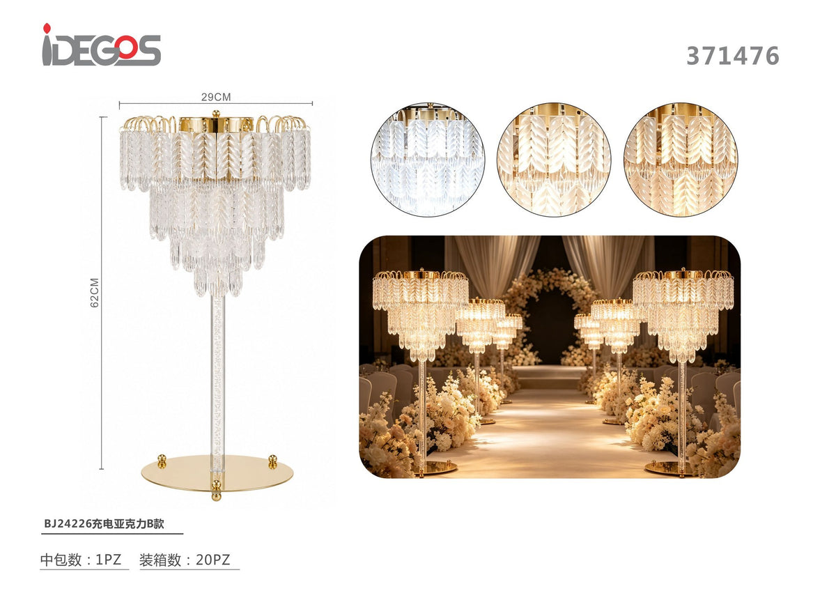 Lampada ricaricabile BJ24226 B con pendenti acrilici, 62 cm