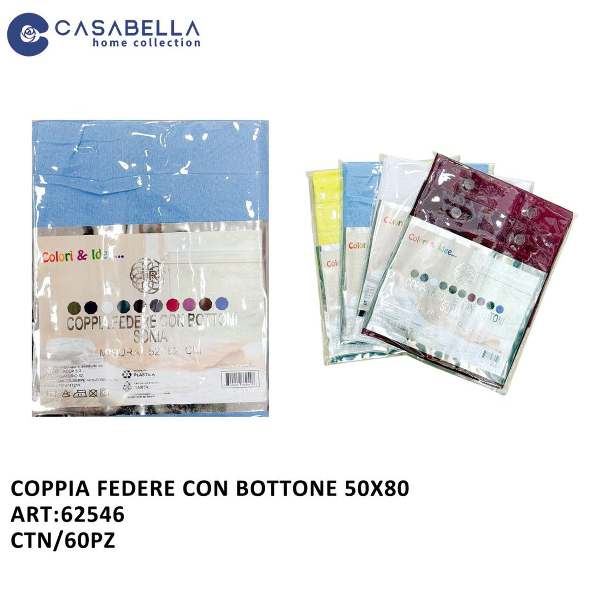 Coppia Federe con Bottone 50X80