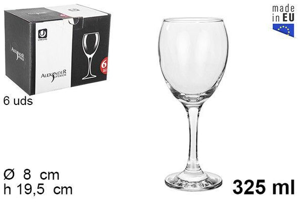 C.M 6 CALICI DA VINO VETRO 325ML