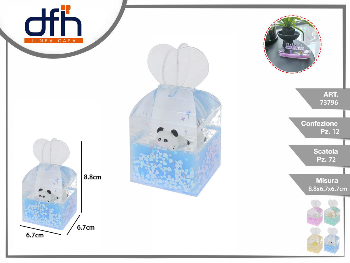 Soprammobile trasparente con animaletto e cuori, 8,8 cm