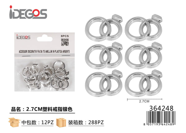 Anellino decorativo in plastica, argento, 2,7 cm