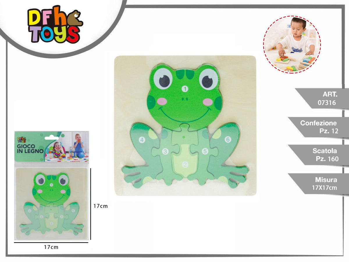 Puzzle in legno rana, 6 pezzi