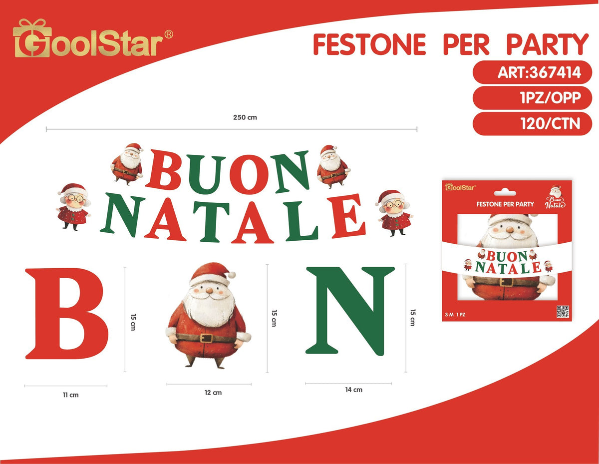 Festone Buon Natale con Babbo Natale - serie B