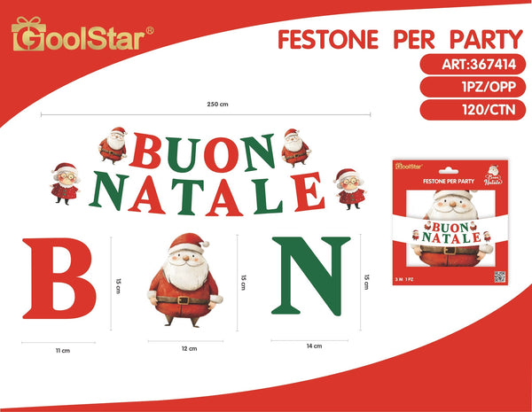 Festone Buon Natale con Babbo Natale - serie B
