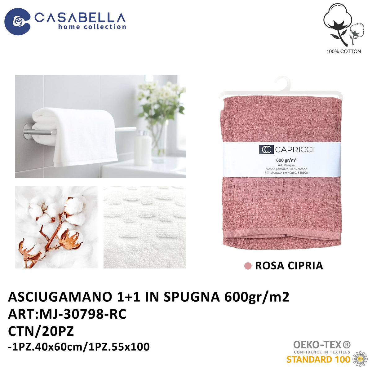 Asciugamano 1+1 Rosa Cipria