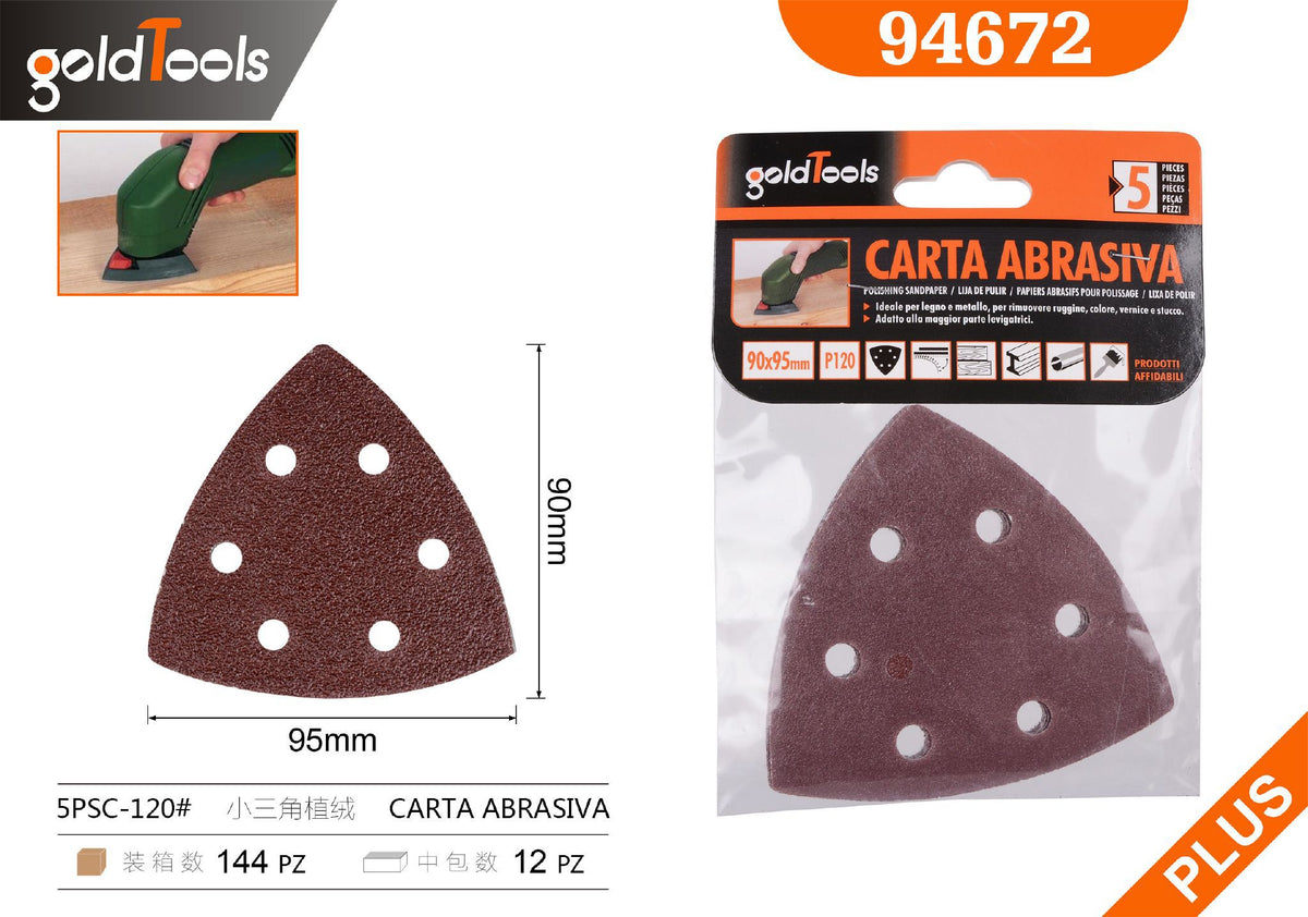 Carta abrasiva triangolare piccola, grana 120