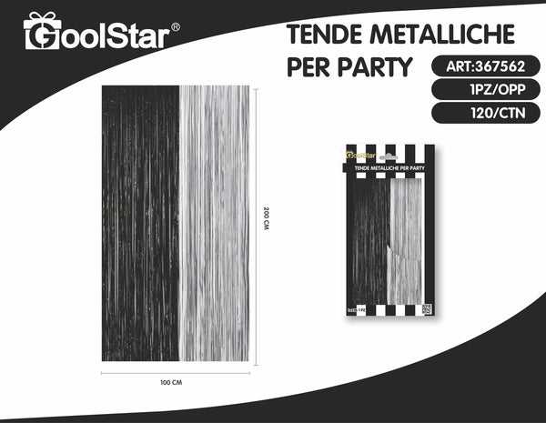 Tenda decorativa a frange metallizzate, party nero argento