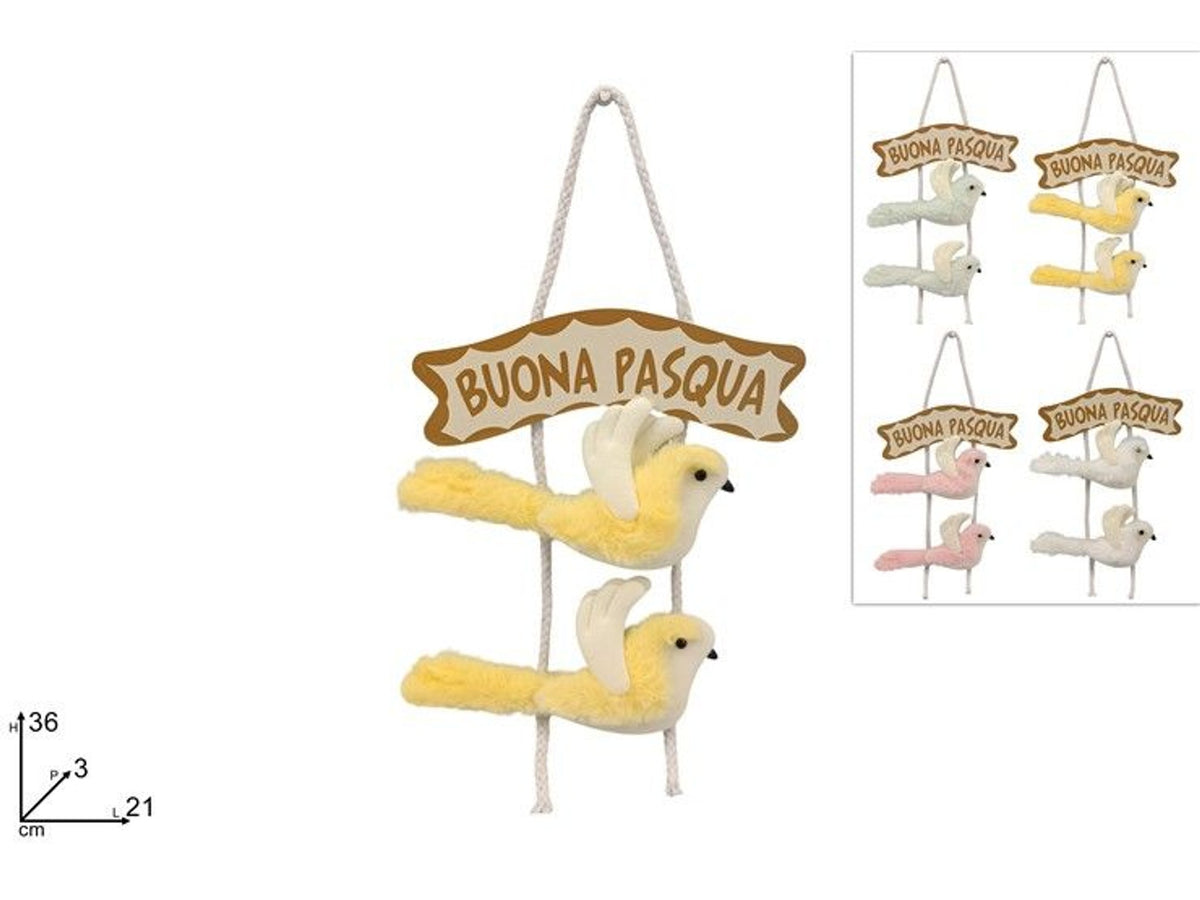 Decorazione Buona Pasqua con due uccellini da appendere