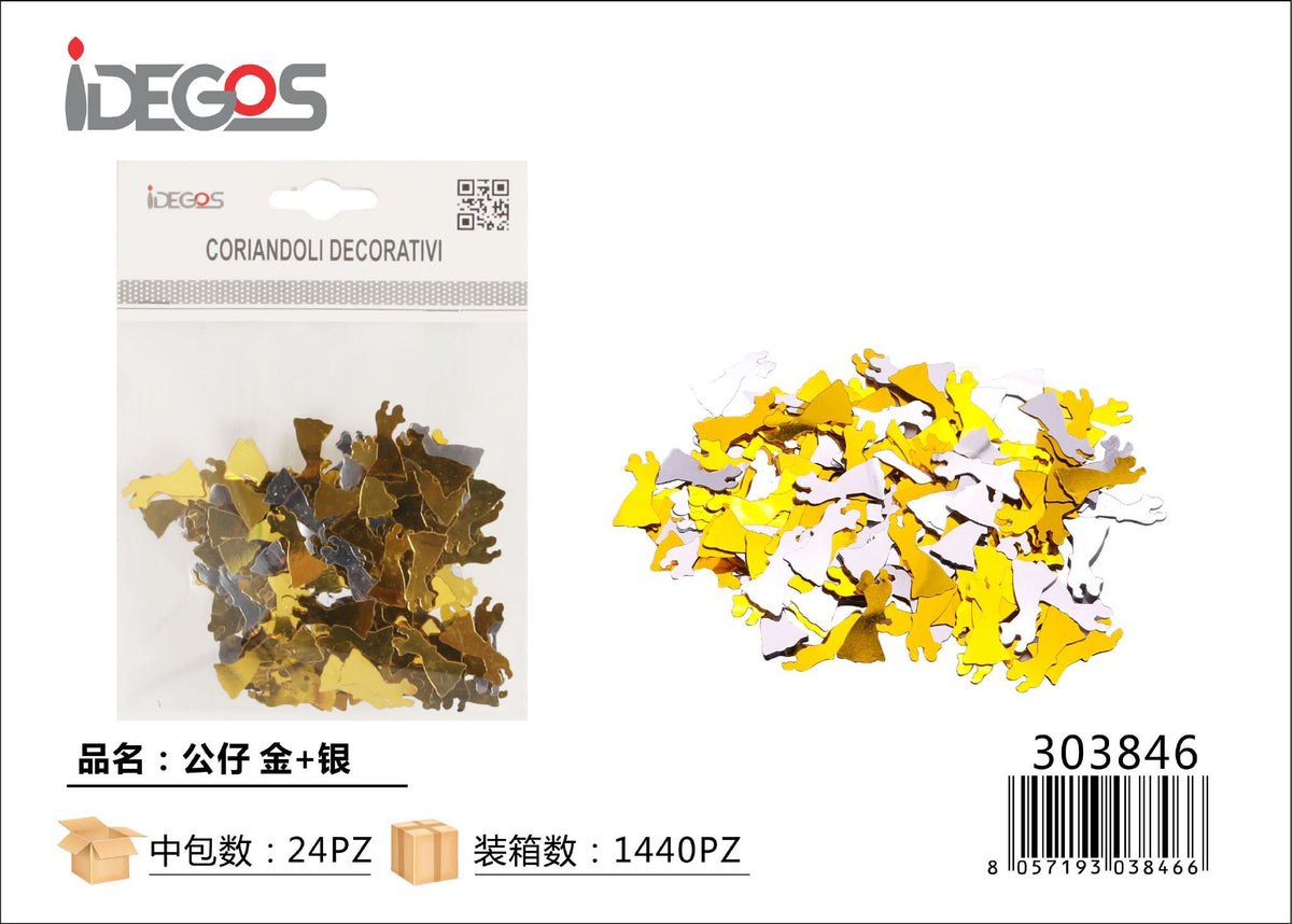 Paillettes decorative sposi, oro e argento