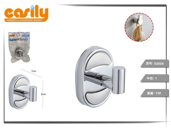 Gancio singolo con base ovale sagomata