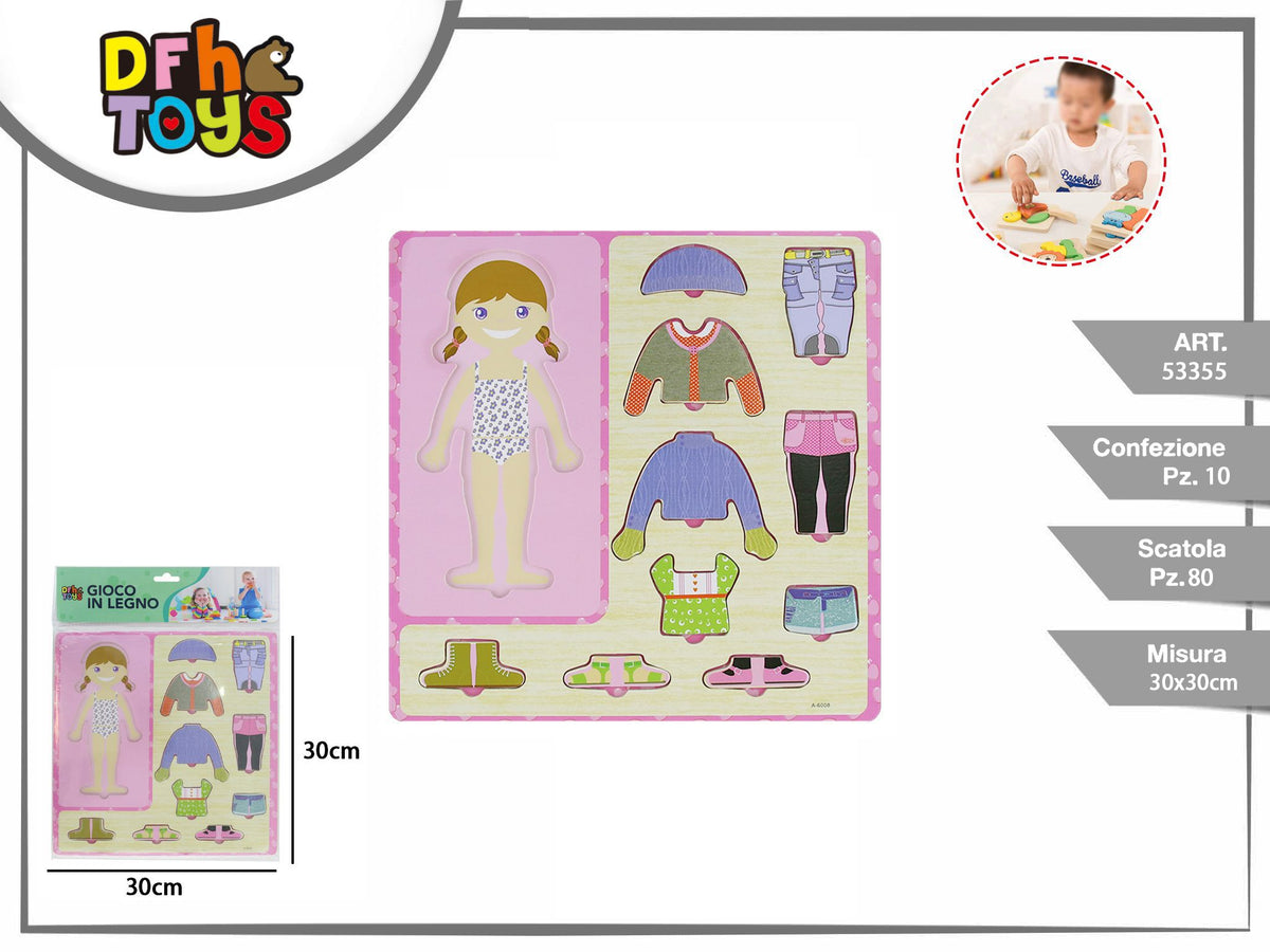 Puzzle in legno per abbinare vestiti, 30 × 30 cm