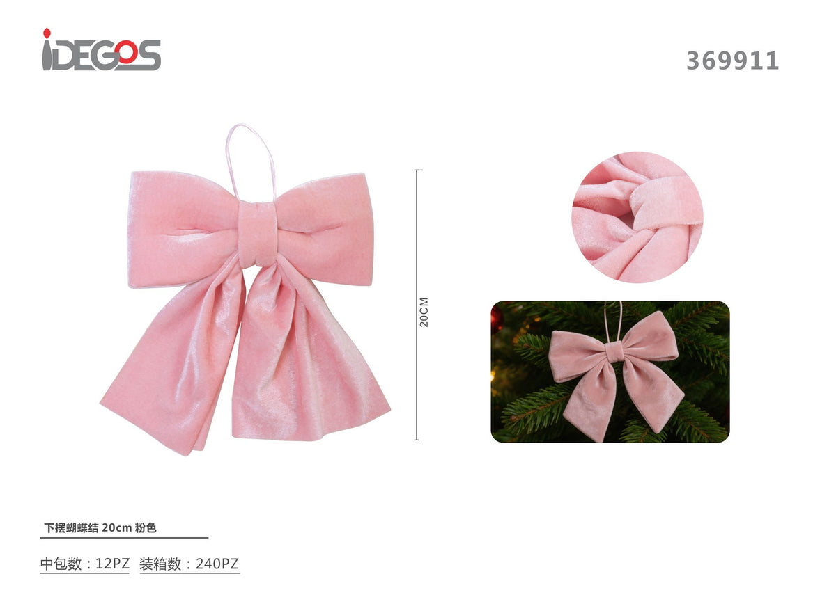 Fiocco con code effetto vellutato, 20 o 30 cm, rosa o celeste