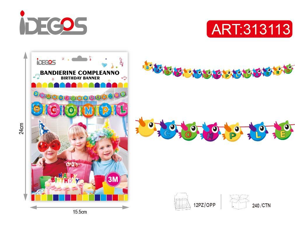 Festone di compleanno a 3 m uccellino