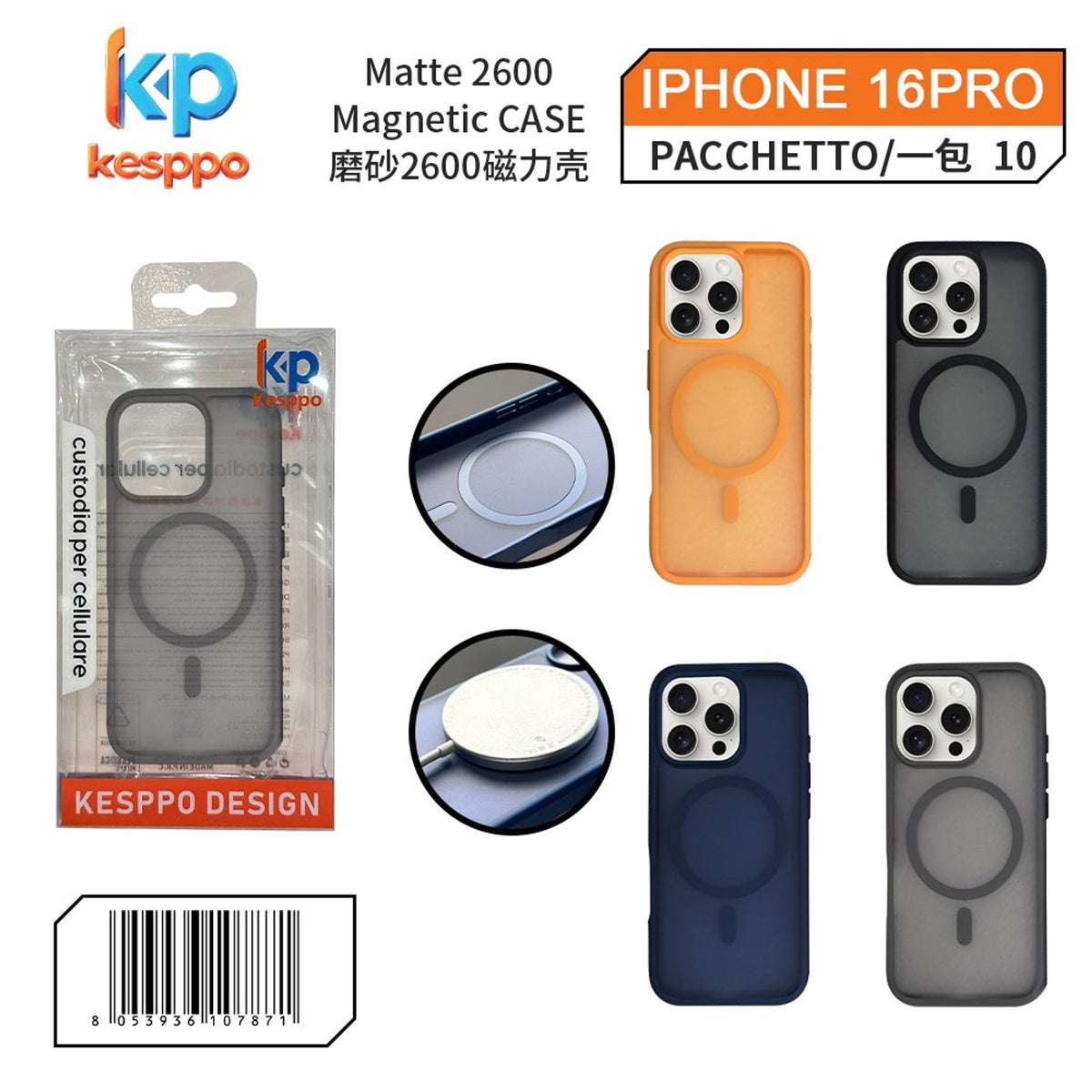 Custodia per iPhone 16 Pro – opaca, magnetica